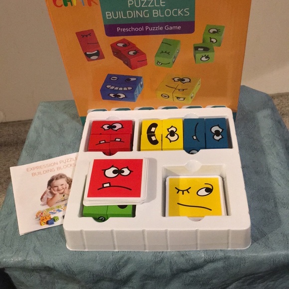 Expression Puzzle Building Blocks Preschool puzzle Game Like NEW 2-4 players 3+ - Picture 5 of 12